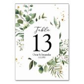 Numéro De Table Aquarelle moderne Vert Eucalyptus Cadre vert (Dos)
