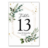 Numéro De Table Aquarelle moderne Vert Eucalyptus Gold Frame (Dos)