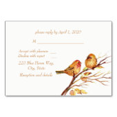 Numéro De Table Aquarelle Oiseaux Rouges Marron RSVP (Dos)