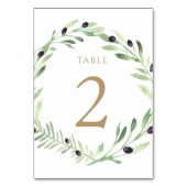Numéro De Table aquarelle olive couronne Tableau Numéro 2 (Dos)