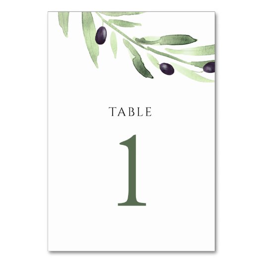 Numéro De Table aquarelle oliveraie Tableau Numéro 1 (Dos)