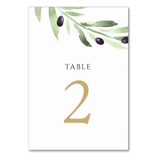 Numéro De Table aquarelle oliveraie Tableau Numéro 2 (Par défaut)