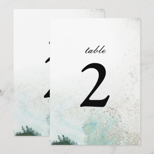 Numéro de table aquarelle ombrée | VERT (Devant / Derrière)