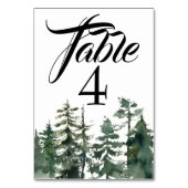 Numéro De Table Aquarelle Pacifique Nord-Ouest Forêt Pins Arbres (Dos)