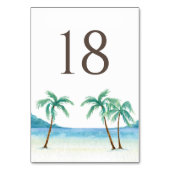 Numéro De Table Aquarelle Palm Trees Plage tropicale Mariage (Dos)