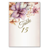 Numéro De Table Aquarelle Party Boho rose Fleurs Élégant (Dos)