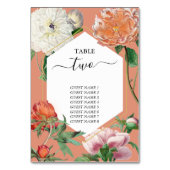Numéro De Table Aquarelle Peach Pink Peonies Mariage (Dos)
