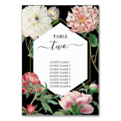 Numéro De Table Aquarelle Peonies rose Fleurs Mariage Noir (Dos)