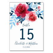 Numéro De Table Aquarelle personnalisée Mariage floral (Dos)