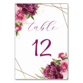 Numéro De Table Aquarelle Pink Peonies Faux Gold Foil Rustique (Par défaut)
