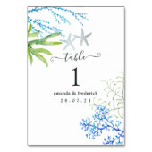 Numéro De Table Aquarelle Plage d'algues Mariage à thème (Par défaut)