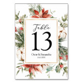 Numéro De Table Aquarelle Poinsétitie d'hiver et pin vert (Par défaut)