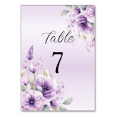 Numéro De Table Aquarelle Purple Floral Numéro du tableau (Dos)