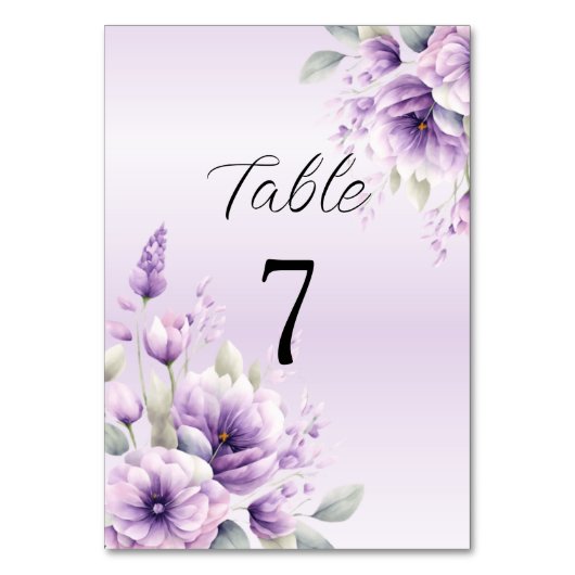Numéro De Table Aquarelle Purple Floral Numéro du tableau (Par défaut)