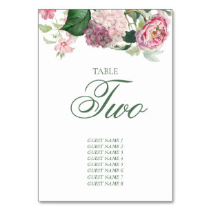 Numéro De Table Aquarelle romantique Fleurs roses Mariage de jardi
