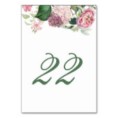 Numéro De Table Aquarelle romantique Fleurs roses Mariage de jardi (Dos)