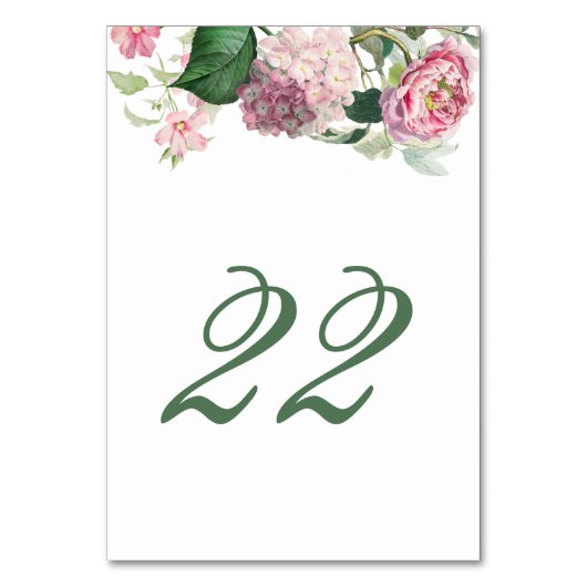 Numéro De Table Aquarelle romantique Fleurs roses Mariage de jardi (Par défaut)