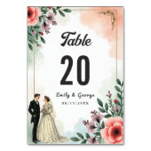 Numéro De Table Aquarelle romantique Floral Bride Et Mariage de ch (Par défaut)