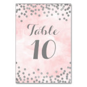 Numéro De Table Aquarelle rose Argent Confetti Numéro de tableau C (Dos)