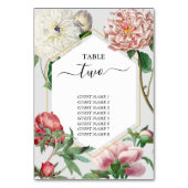 Numéro De Table Aquarelle rose blanc pivoines Mariage (Dos)