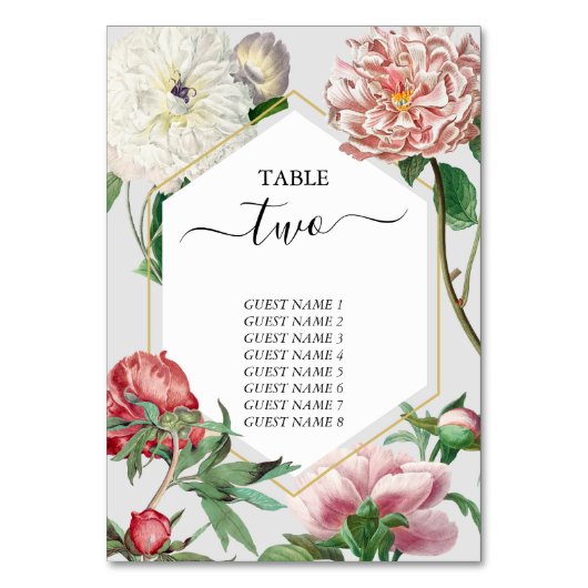 Numéro De Table Aquarelle rose blanc pivoines Mariage (Par défaut)