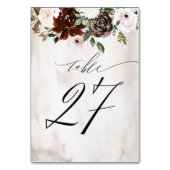 Numéro De Table Aquarelle rose bordeaux Floral No 27 Mariage (Dos)