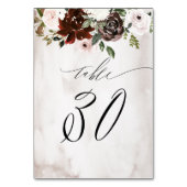 Numéro De Table Aquarelle rose bordeaux Floral No 30 Mariage (Dos)