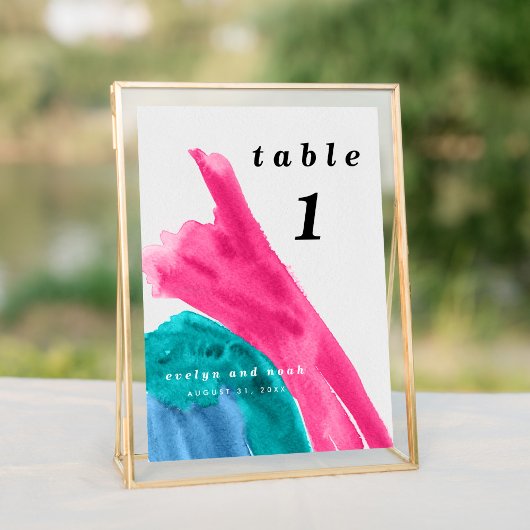 Numéro De Table Aquarelle rose chaud