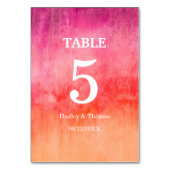 Numéro De Table Aquarelle rose chaud et orange (Par défaut)