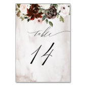 Numéro De Table Aquarelle rose de Bourgogne Floral No 14 Mariage (Dos)