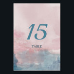Numéro De Table Aquarelle rose et bleu<br><div class="desc">Conçu pour s'harmoniser avec notre collection d'aquarelles rose et bleu, ce numéro de tableau présente un magnifique arrière - plan d'aquarelle rose pastel et bleu avec une police de script classique. Pour une personnalisation plus avancée de cette conception, par exemple la modification de la disposition, de la police ou de...</div>