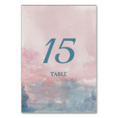 Numéro De Table Aquarelle rose et bleu (Dos)