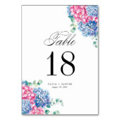 Numéro De Table Aquarelle rose et bleu Hydrangeas Mariage (Par défaut)