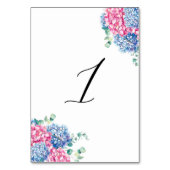 Numéro De Table Aquarelle rose et bleu Hydrangeas Tableau 1 (Dos)
