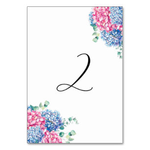 Numéro De Table Aquarelle rose et bleu Hydrangeas Tableau 2