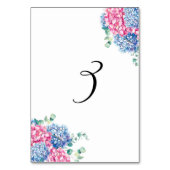 Numéro De Table Aquarelle rose et bleu Hydrangeas Tableau 3 (Dos)