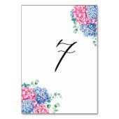 Numéro De Table Aquarelle rose et bleu Hydrangeas Tableau 7 (Dos)