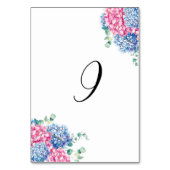 Numéro De Table Aquarelle rose et bleu Hydrangeas Tableau 9 (Dos)