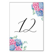 Numéro De Table Aquarelle rose et bleu Hydrangée Tableau 12 (Dos)