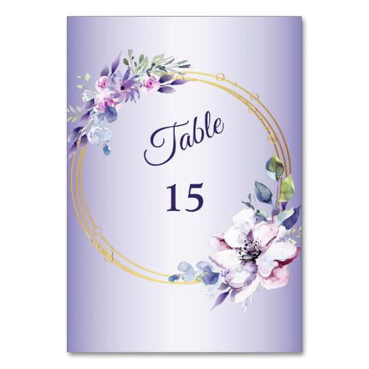 Numéro De Table Aquarelle rose Floral Géométrique Doré violet (Par défaut)