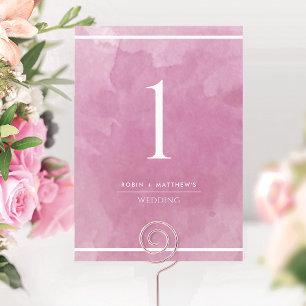 Numéro de table aquarelle rose mauve élégant