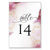 Numéro De Table Aquarelle Rose Quartz Gold Geode BarefootBride™ (Dos)