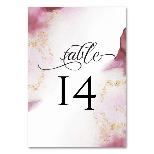 Numéro De Table Aquarelle Rose Quartz Gold Geode BarefootBride™ (Par défaut)
