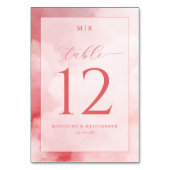 Numéro de table aquarelle rose romantique (Dos)
