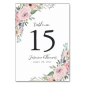 Numéro De Table Aquarelle rose Rose poussiéreuse Floral | MARIAGE (Dos)