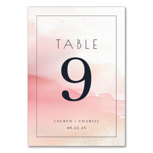 Numéro de table aquarelle rose sérène (Par défaut)