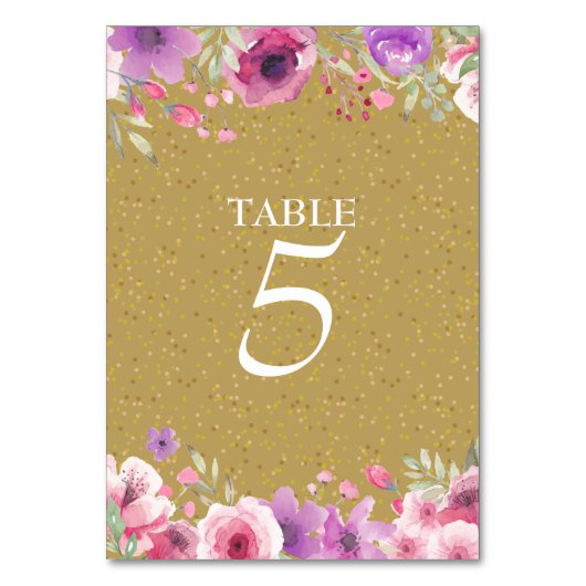 Numéro de table aquarelle Roses 50e anniversaire (Dos)