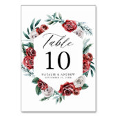Numéro De Table Aquarelle Roses rouges et blanches Mariage de cadr (Dos)