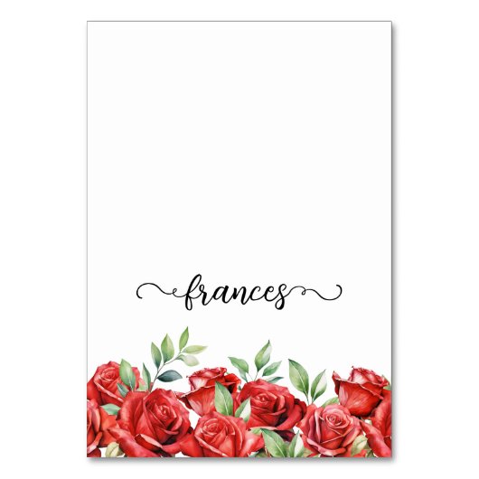 Numéro De Table Aquarelle Roses rouges Nom du script Placer les ca (Par défaut)