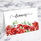 Numéro De Table Aquarelle Roses rouges Nom du script Placer les ca